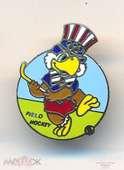 Знак. Олимпиада Los Angeles 1984. Талисман Сэм. Легкая атлетика. Талисман хоккей на траве