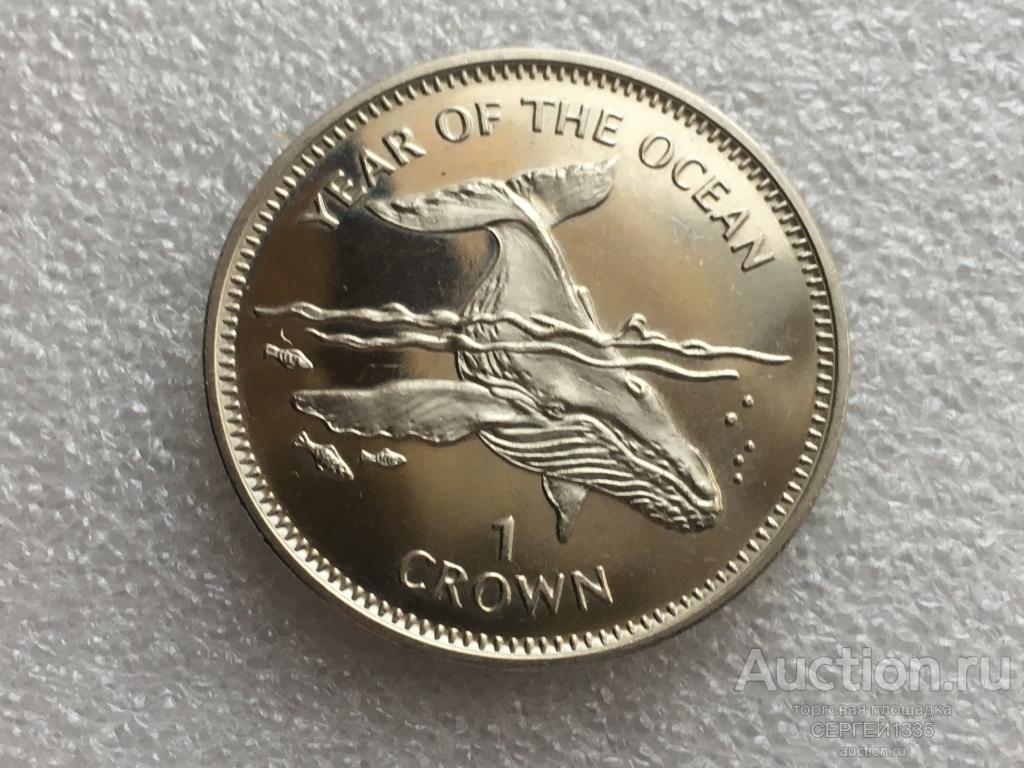 О-в Мэн 1 крона 1998 Горбатый кит Год океана