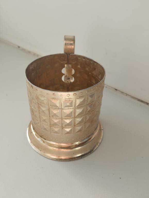 Подстаканник "Квадраты". Алюминий. СССР. Клеймо. Белорусская ССР. Редкий.