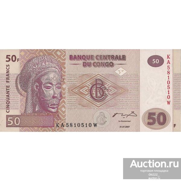 Конго 2013 - 50 франков.Маска народов Чокве