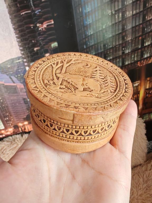 Шкатулка из бересты круглая времён СССР