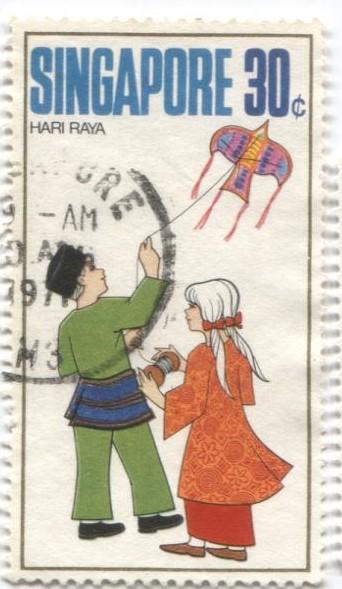 1971 Сингапур Фестивали народов Сингапура.Дети запускают бумажного змея 1м.гаш