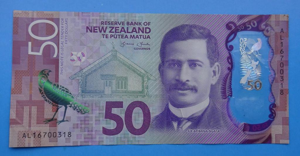 50 долларов Новая Зеландия Кокако Лесопарк Пуреора, голубой гриб полимер