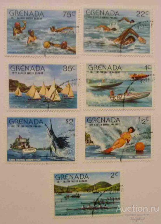 24.34  МАРКИ Гренада  Пасхальный водный парад   7 шт 1977 г