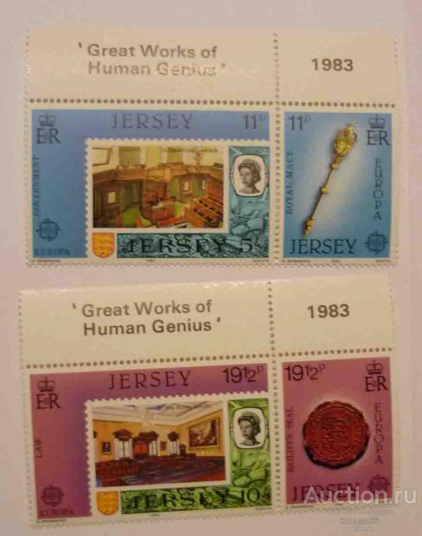 24.34 МАРКИ   Джерси   ЕВРОПЕЙСКИЕ марки - Изобретения  4 ШТ  1983  г