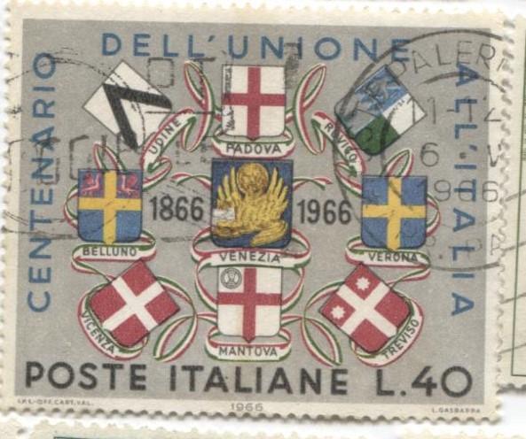 1966 Италия 100летие присоединения Венеции и Мантуи.Гербы городов.1м.гаш