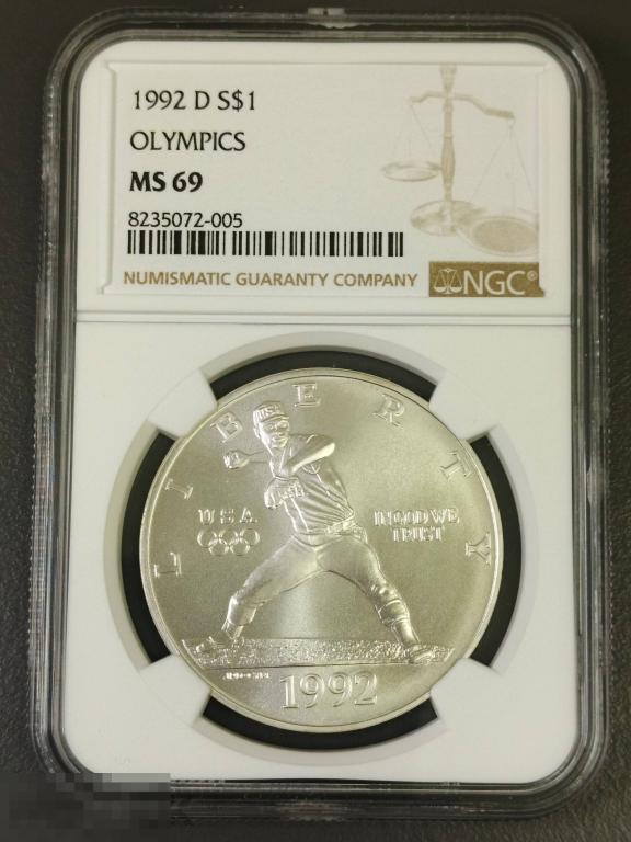 1 доллар 1992 Олимпиада MS69 слаб NGC