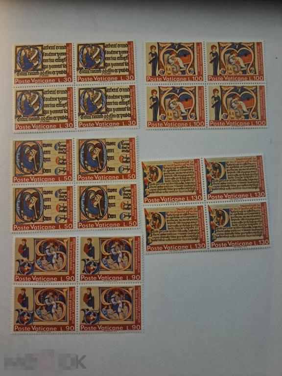 Марки Ватикан 1972 г. Библейские мотивы | Книги | Международные Годовщины | Миниатюры | ООН