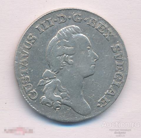 1/6 далера. Швеция 1779 Серебро №Ш001 Густав III