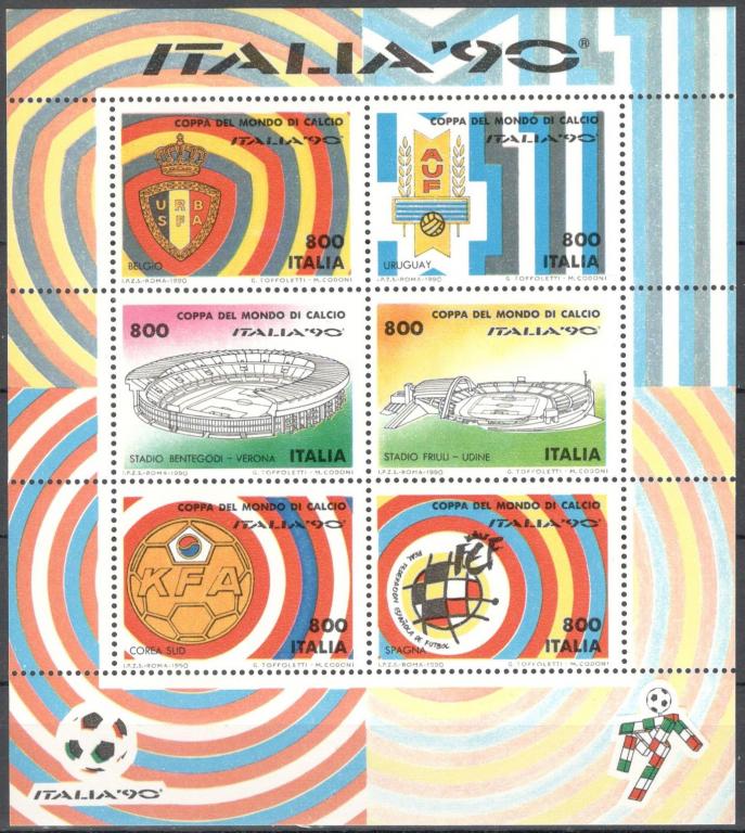 Италия, 1990, № блок 7, € 7, MNH, полн., футбол, ЧМ Италия 1990