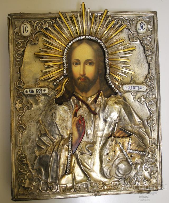 Икона Господь Вседержитель Серебро 84 1840-50е
