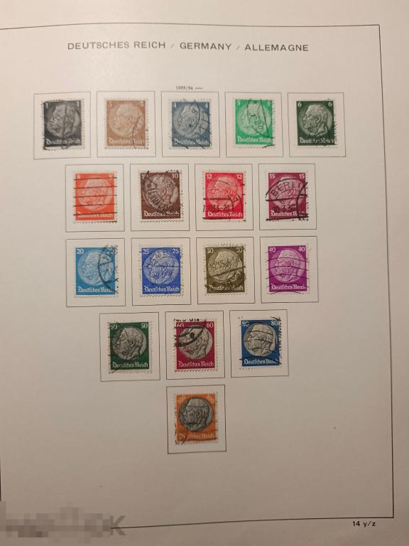 Альбом. Страница с марками GERMANY REICH 1933/1934