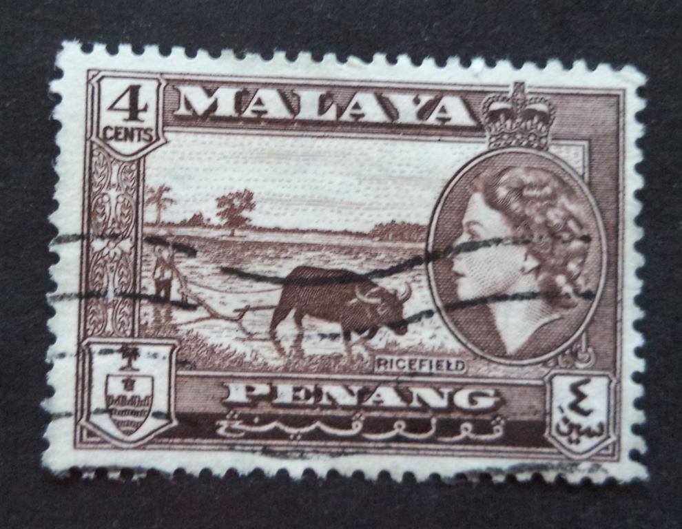 Пенанг  1957 г.  Буйвол   4с.  гаш.   Би.7
