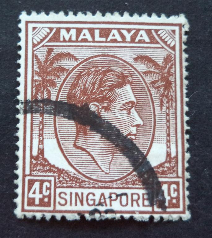 Сингапур  1948 г.  Король   4с.  гаш.   Би.7