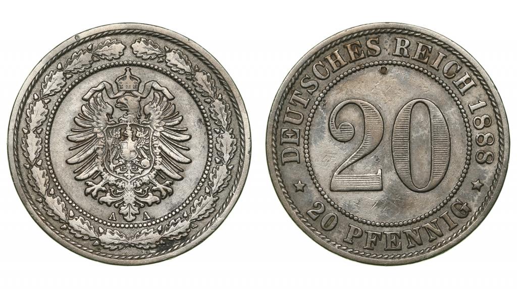 Германия. 20 пфеннигов 1888 года. 306417