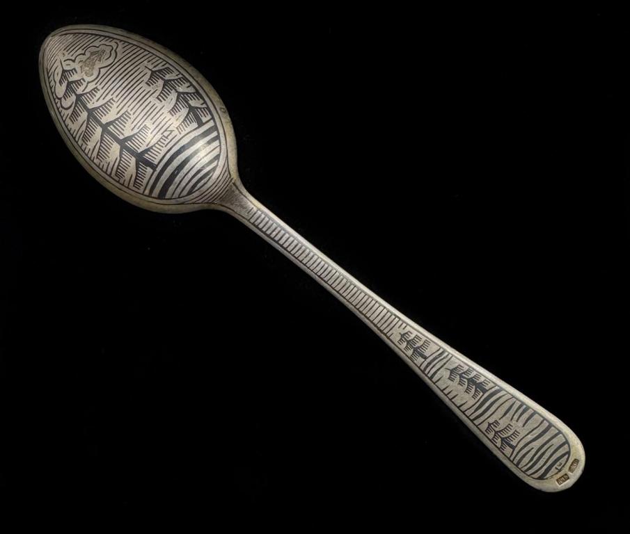 СЕРЕБРО СССР! СЕВЕРНАЯ ЧЕРНЬ! РЕДКАЯ ЧАЙНАЯ ЛОЖКА "ЕЛКИ"! 26 гр!