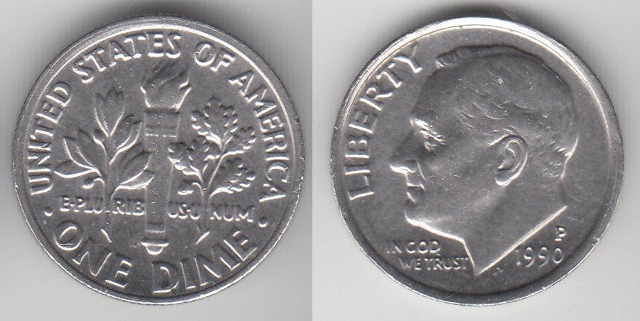 США 10 центов 1990 P  М