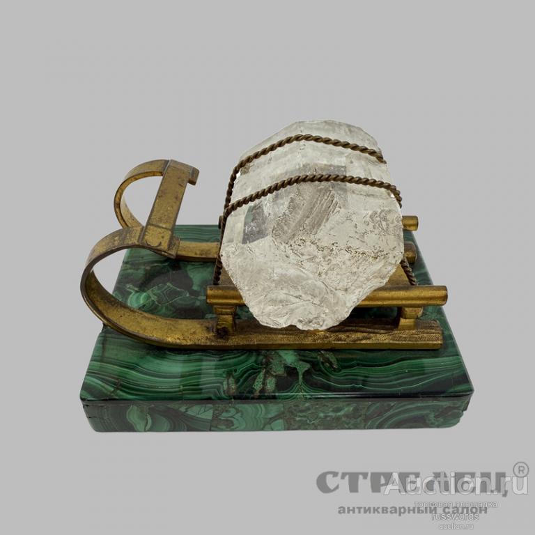 Бронзовое позолоченное пресс-папье «Сани со льдом». Россия, кон.19 в.