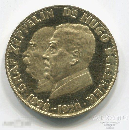 Германия Медаль Граф Цеппелин 1929 г Перелет. Zeppelin золото