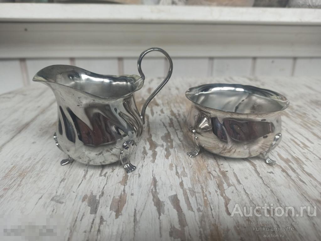 Сливочник и солонка в стиле рококо. Серебрение. 1980-1990е.