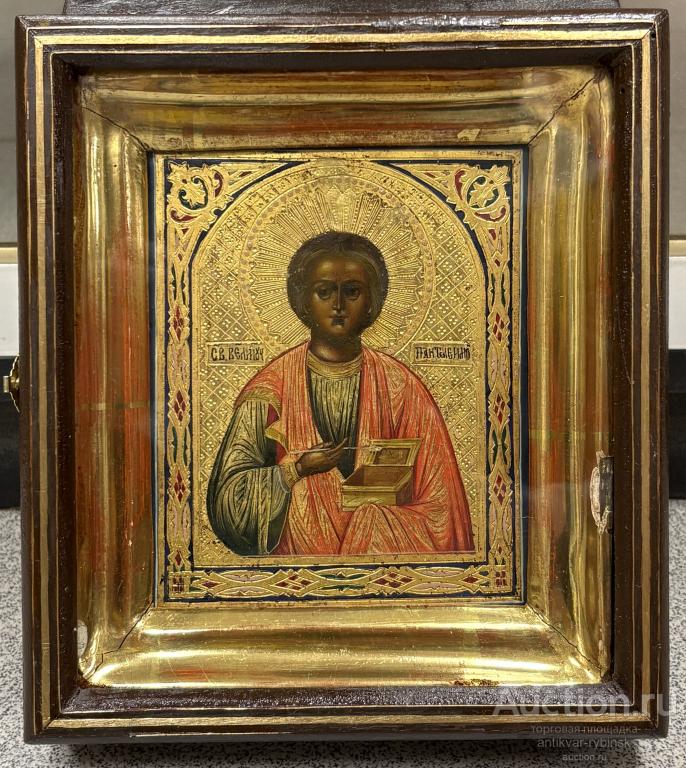 Икона Святой Пантелеймон Целитель Золото