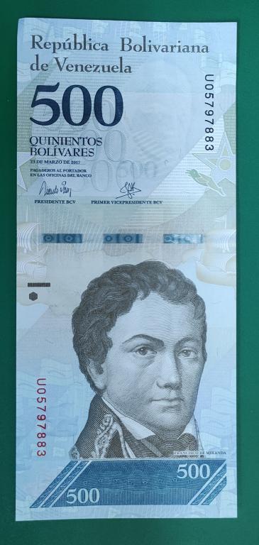 Венесуэла 500 боливар 2017 года. для коллекции.