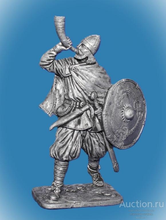 215. Оловянный солдатик Викинг с рогом, 9-10 вв., 54мм