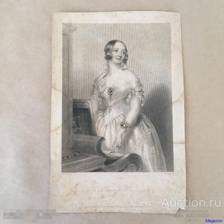 Европейская гравюра 19 века The Viscountess barrington, Виконтесса Баррингтон 1843 (пА4-596)