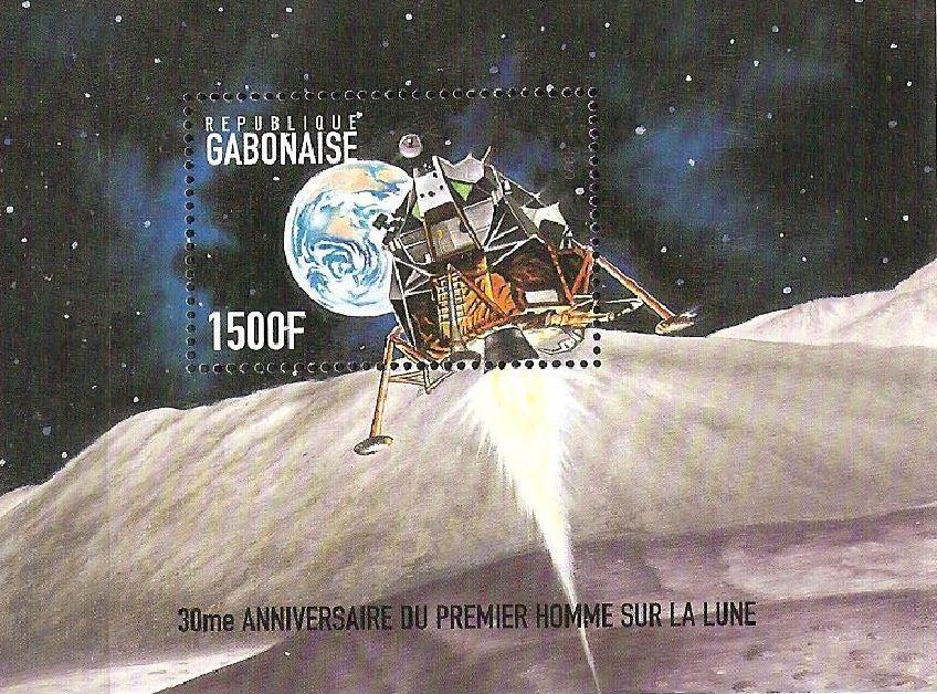 Габон космос 1999 M: Block 99 Аполлон 11 30 лет
