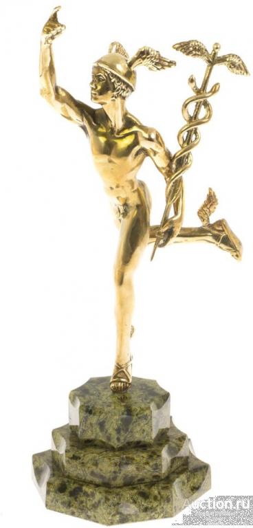 Статуэтка бронзовая ГЕРМЕС на подставке из змеевика 072129873