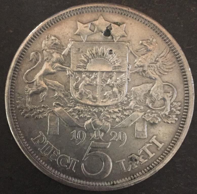 5 лат 1929 года Латвия серебро
