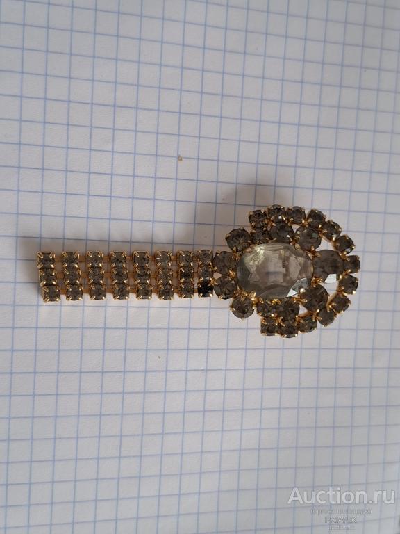 БРОШЬ  БРОШКА ВИНТАЖ СССР Чехословакия дымчатое стекло