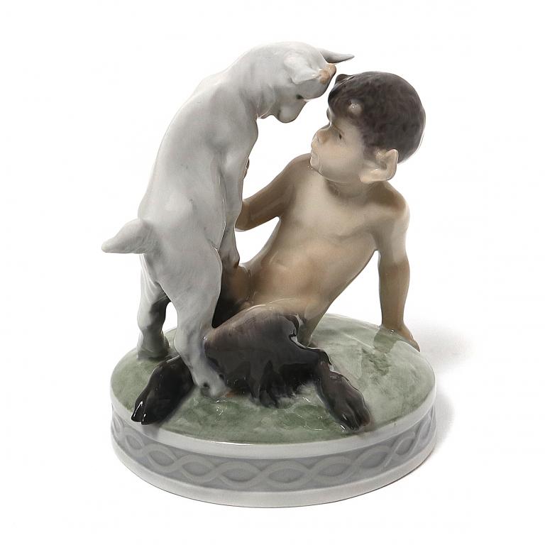 Фарфоровая фигура Фавн с козлом. Royal Copenhagen