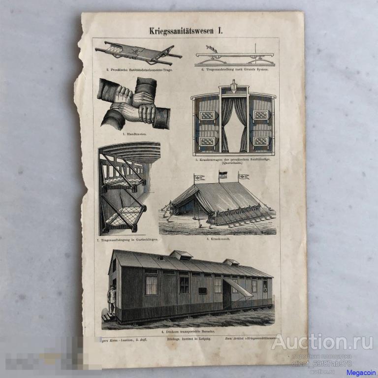 Иллюстрация из книги до 1917 года, Военная медицина, санитария, медицинская пом (пА4-1106)