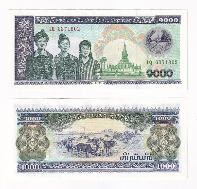 Лаос Банкнота 1000 кип 1998 год UNC (44001)