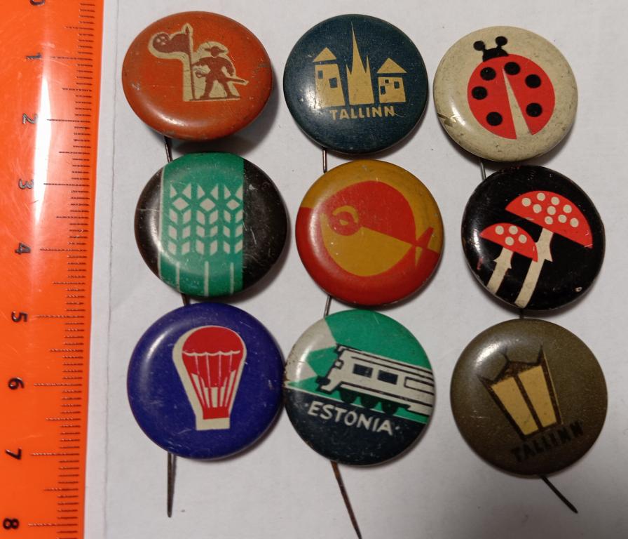 лот 9 закаточных значков 70х годов СССР. Эстония