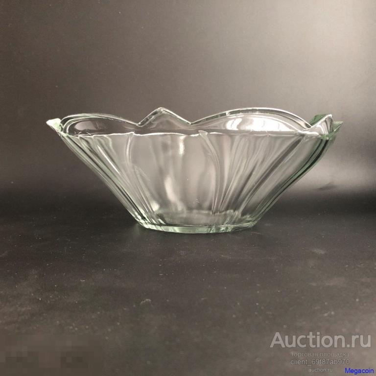 Салатница СССР ваза, вазочка, прессованное стекло, 25,5х7,5 (utensils-378)