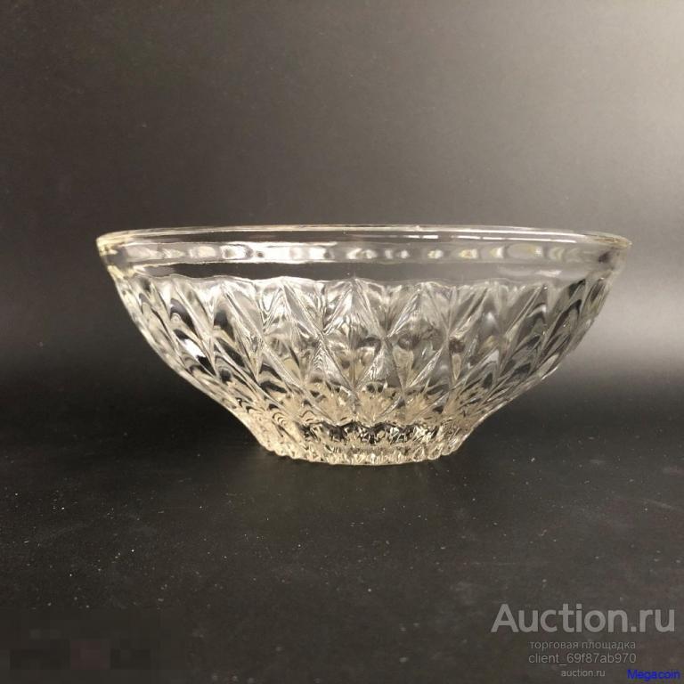 Салатница СССР ваза, вазочка, прессованное стекло, 17х7 (utensils-375)