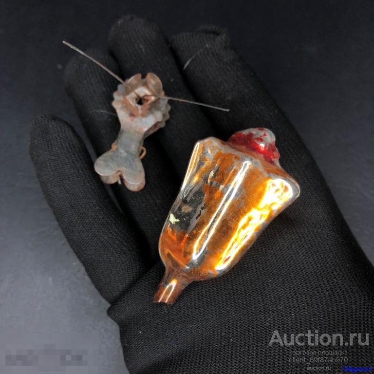 Ёлочная игрушка СССР прищепка, Каменный цветок, бутон, Аленький цветочек (nyt-166)