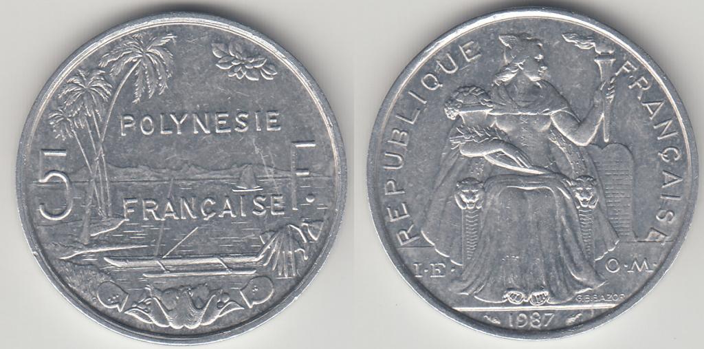 Французская Полинезия 5 франков 1987 М