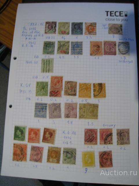 Лот марок США, Великобритании и колонии. Виктория, Эдуард и Джорджи.