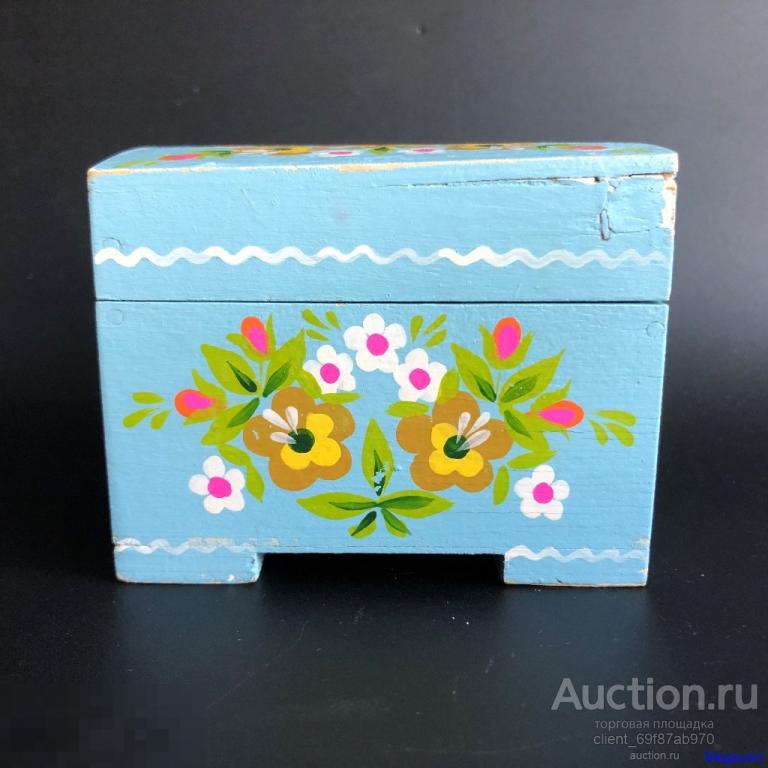 Шкатулка СССР для украшений и женских мелочей, дерево, расписная (box-178)