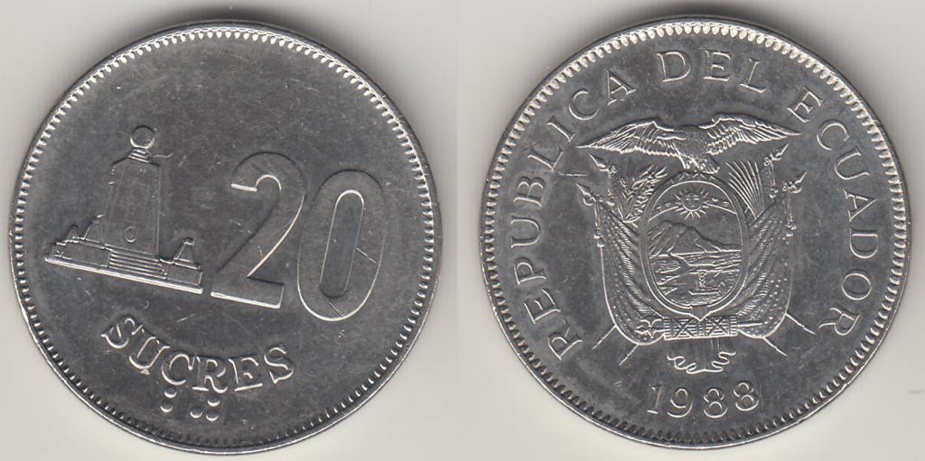 Эквадор 20 сукре 1988 М