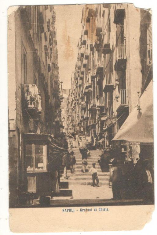 Открытка Италия Неаполь Лестница Кьяйи до 1917 г. (033671)