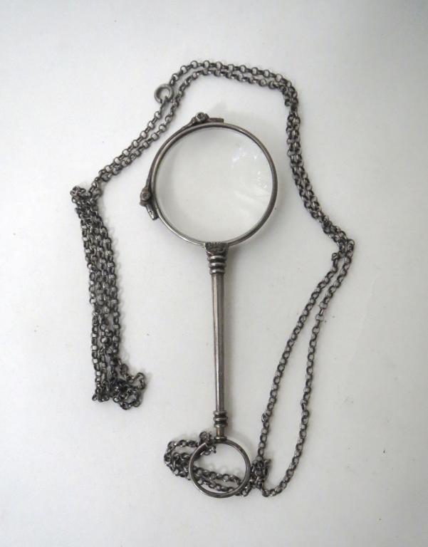 Лорнет антикварный серебряный 5 на цепочке