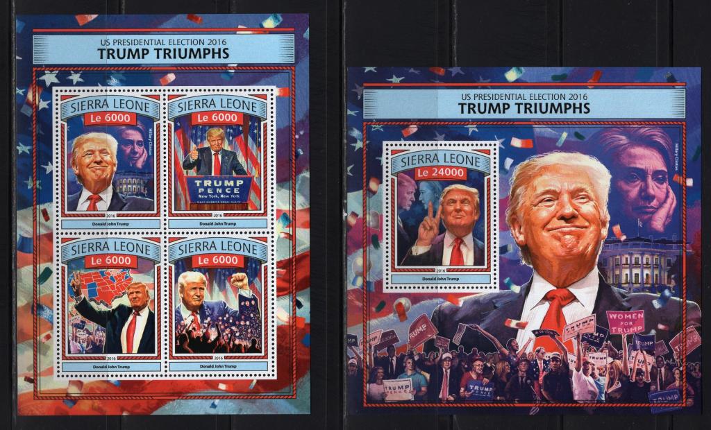 Сьерра-Леоне, 2016г., Дональд Трамп (м.лист+блок) **