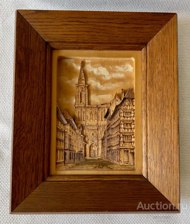 Настенное панно Франция Страсбург  дерево резьба 30»35 см 1,5 кг