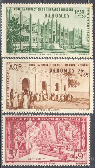 С6857 ✅ Медицина Педиатрия Омнибус Война Французские колонии 1942 Дагомея 3м п/с **