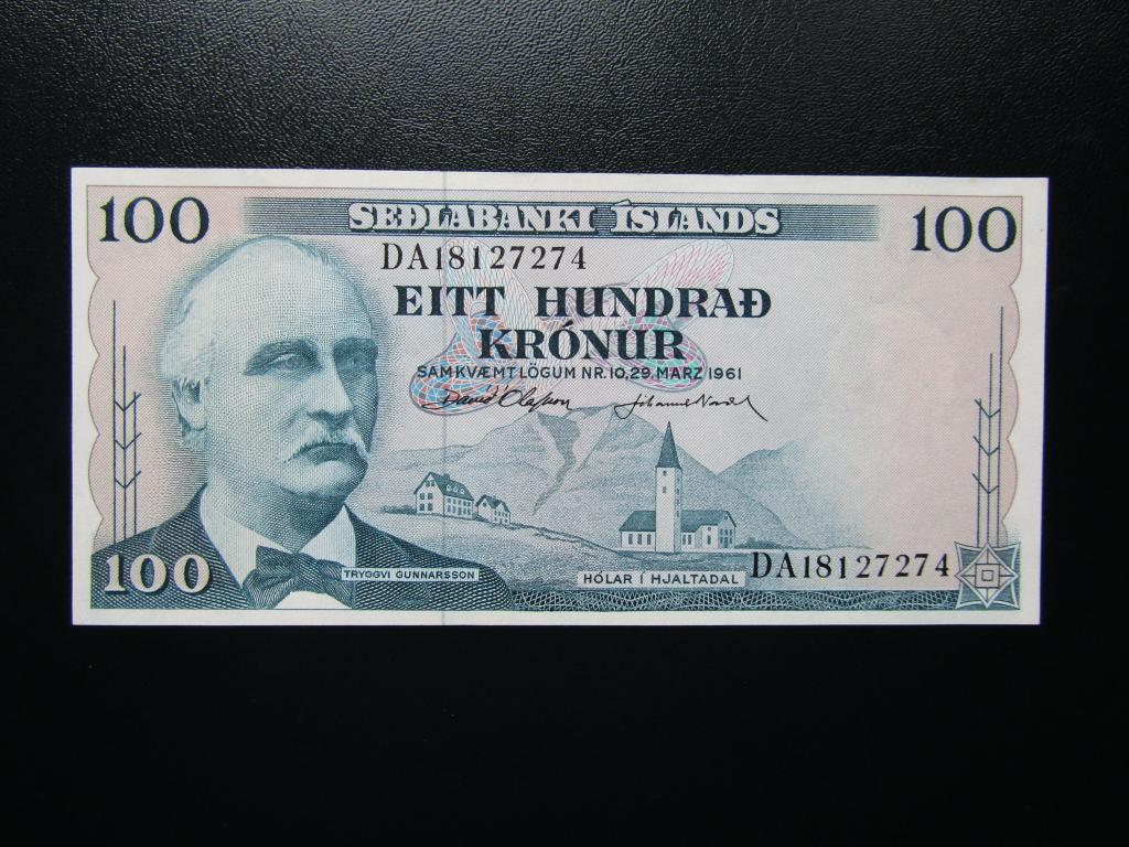Исландия - 100 крон 1961г. UNC.
