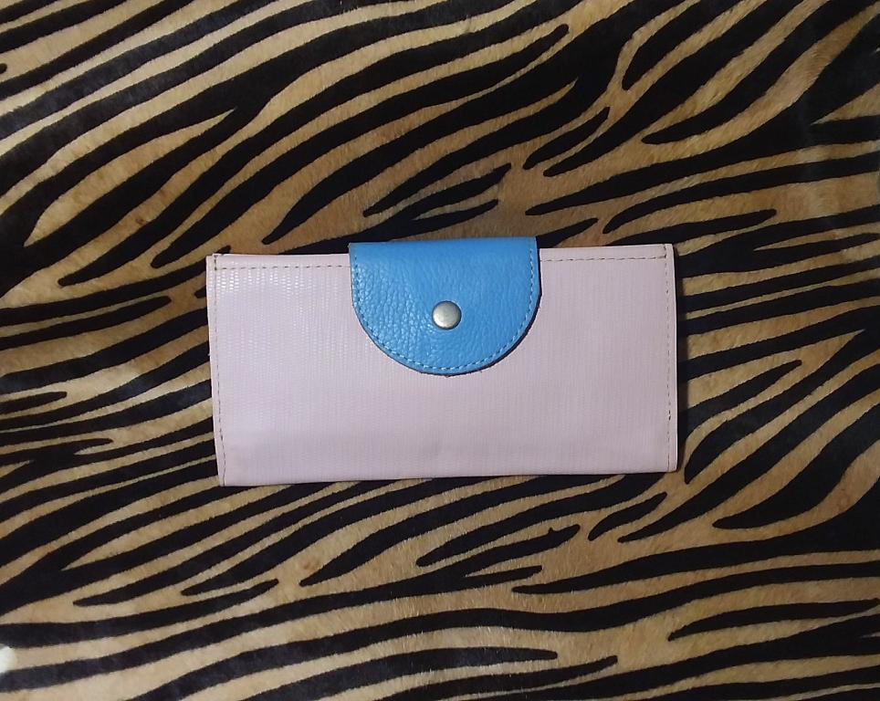 Кошелек из натуральной кожи ручной работы "Розово-голубой"